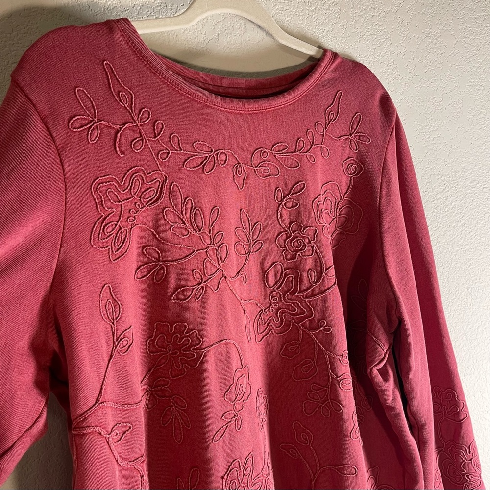 Coldwater Creek Women’s Crimson Floral Embroidered Sweatshirt Sz3X - Picture 2 of 6